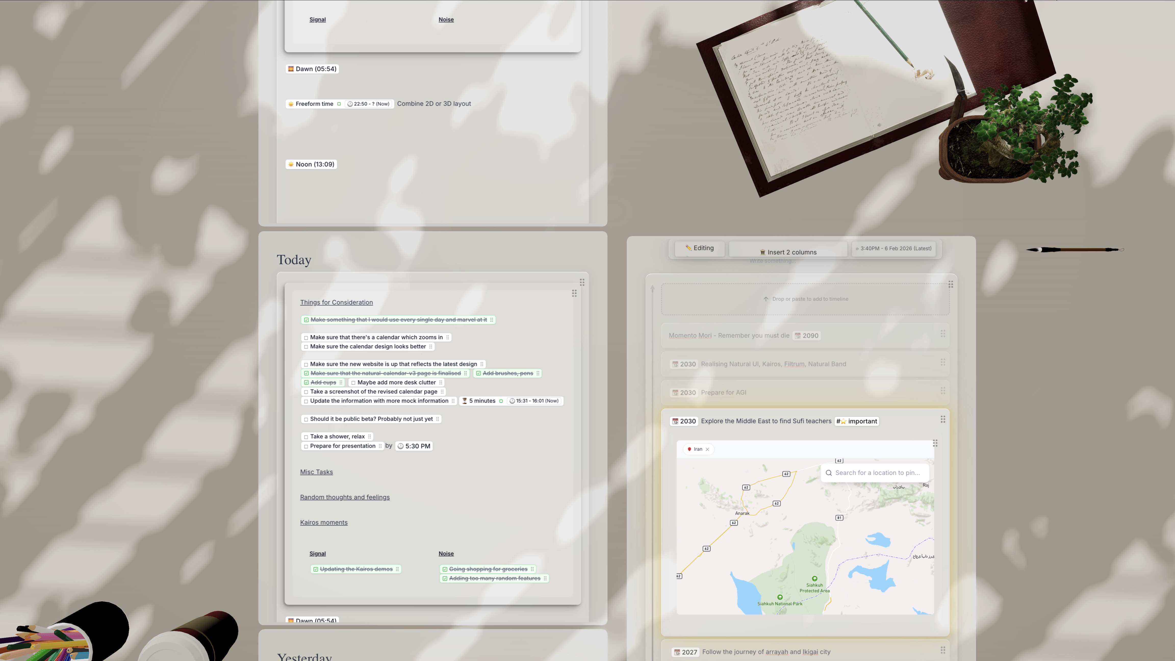 Kairos Calendar — schedule, tasks, journal and map views